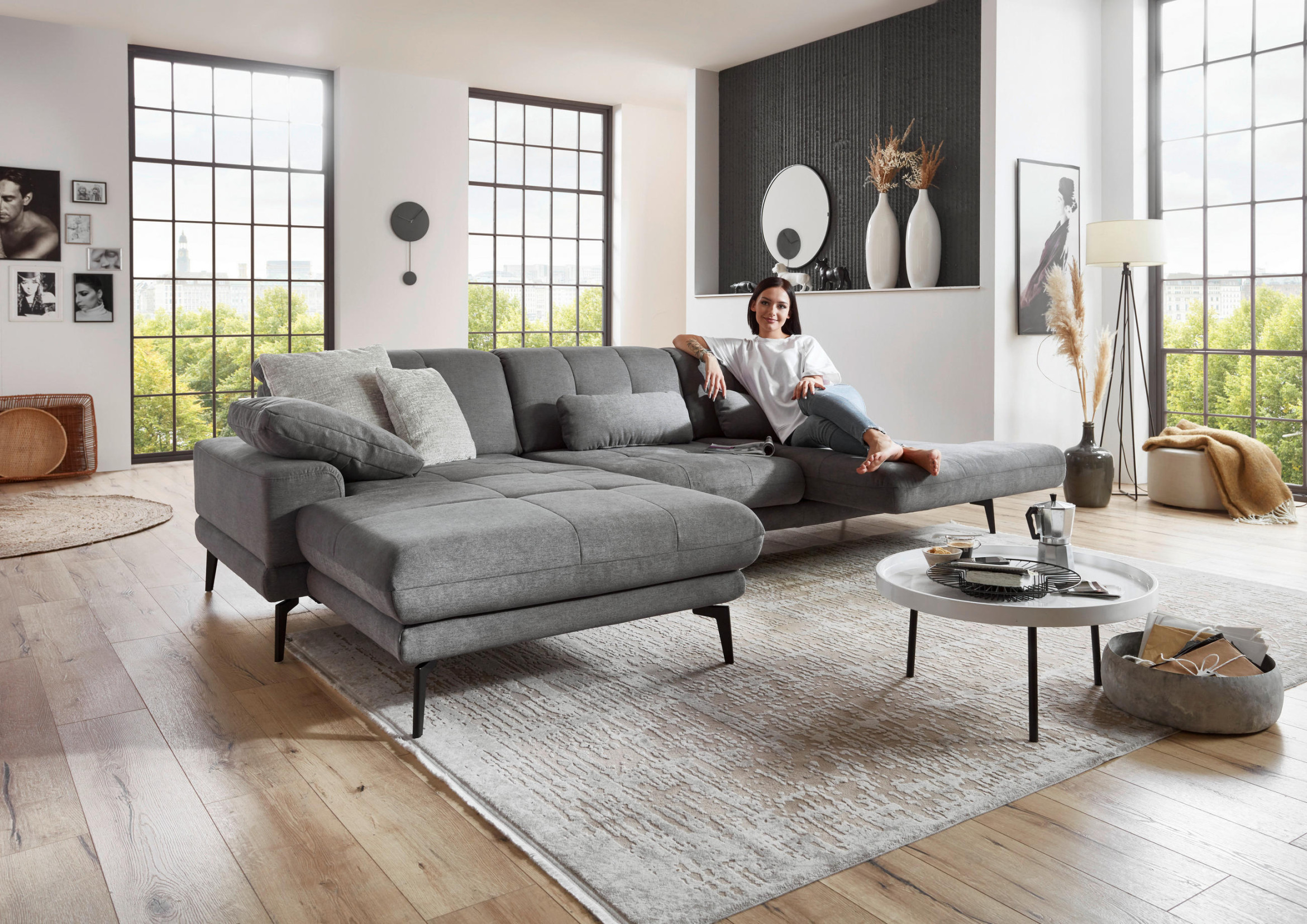 BELDOMO STYLE Ecksofa Flachgewebe Grau finden