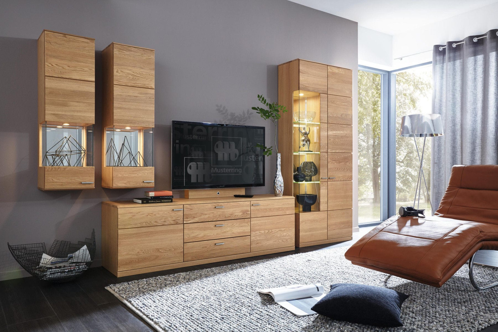 Contemporary TV wall unit - KANTO - Musterring - oak / modular